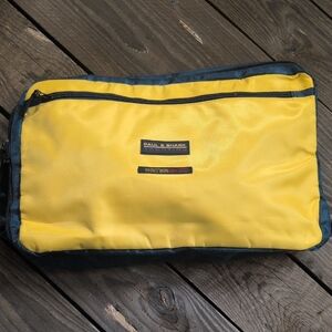 Paul & Shark Yellow and Blue Toiletry Bag with Textured Fabric